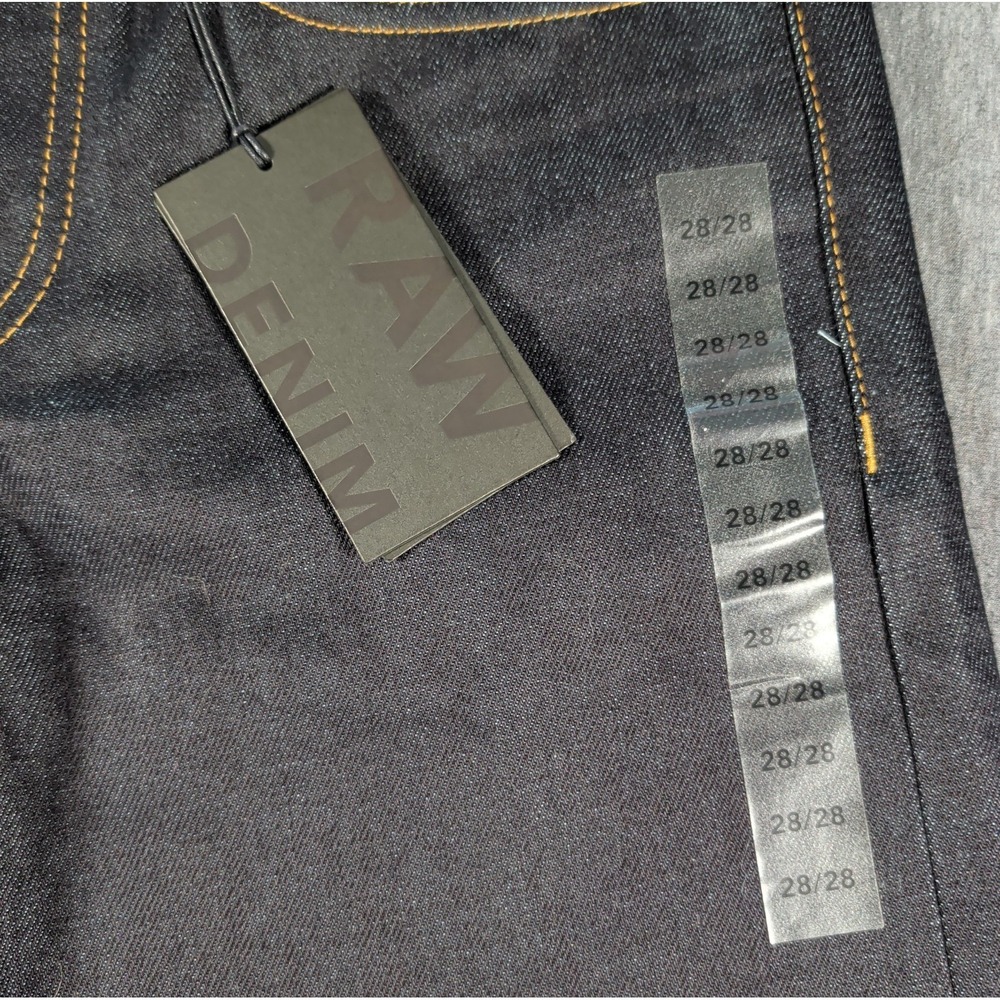 NWT American‎ Eagle Raw Selvedge Denim Jeans Men 28x28 Slim Dark Wash Crop Pants - Picture 9 of 16